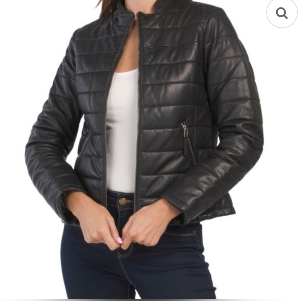 Women’s Quilted brown Leather Jacket